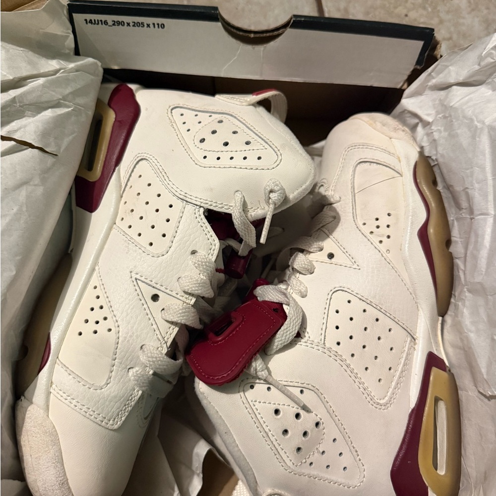 Jordan Air 6 Retro OG BG - Off White and Maroon